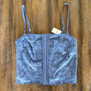 NWT Aerie Floral Lace Corset Top Blue Size XS